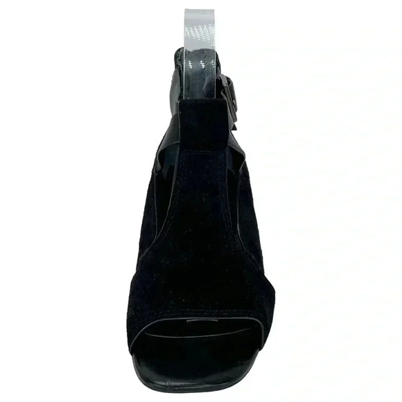 Donald Pliner Sila Wedge Sandals 7.5M Black Suede Leather Back Zipper - Picture 4 of 12